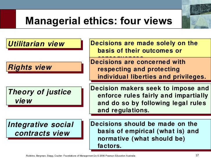 types of managerial ethics individualism view of ethics example